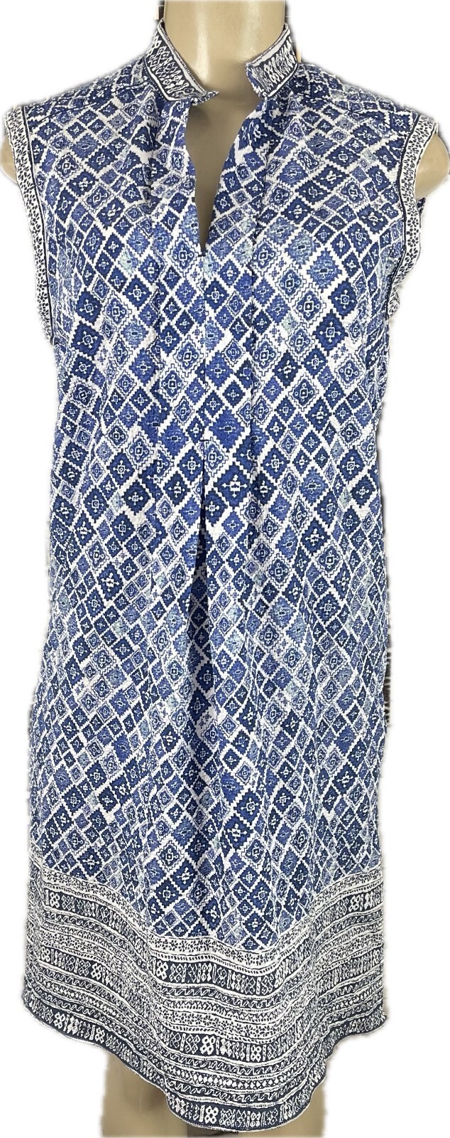 Studio M S Blue Geometric Print Split Neckline Ma… - image 2