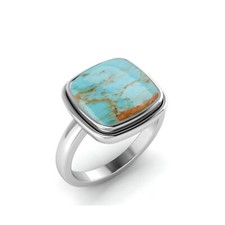 Kingman Turquoise Signet Ring For Unisex Sterling Silver Engagement Band Ring