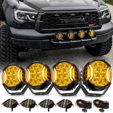 4Pcs AUXBEAM 5 Inch 172W LED Side Shooter Amber/White Pod Lights w/ Amber DRL