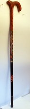 Vtg Antique CHINESE CANE Walking Stick CLOISONNE CINNABAR Imperial Dragon