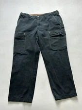 Duluth Trading Co Men's Fire Hose Relaxed Fit Cargo Work Pants Size 42x34 Black