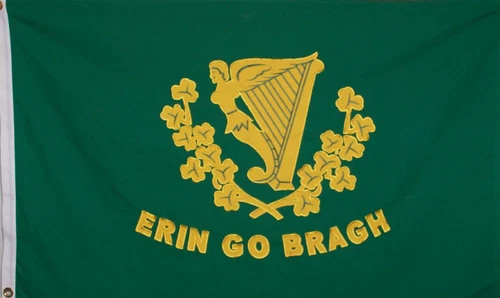 ERIN GO BRAGH FLAG HEAVY COTTON - IRELAND FOREVER - IRISH HARP
