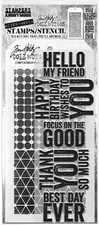 THMM140 Bold Sayings Clear Stamp Grid Dot  Diamonds Stencil Set Tim Holtz