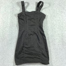 Forever 21 Black Denim Mini Dress Sleeveless Bodycon Adjustable Straps Size S