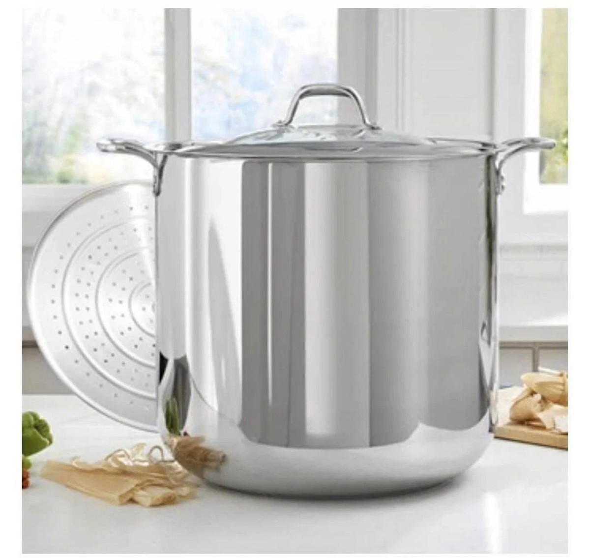 Princess House Stainless Steel 60-qt Pot & Steaming Rack 5842 Ship