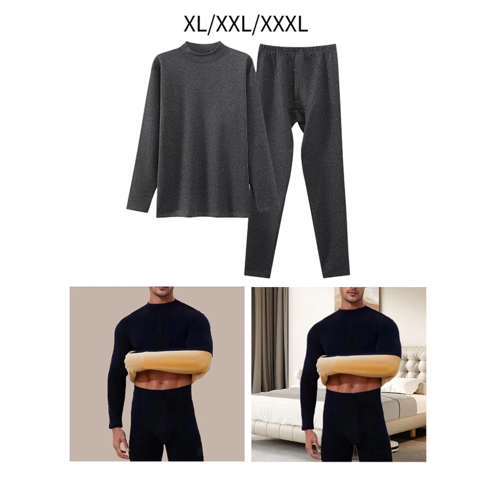 Thermal Underwear Top and Bottom Set for Men Windproof Long Johns for Winter