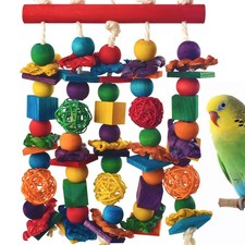 Bird Toys, Parakeet Chewing Toy, Multicolored Natural Wooden Blocks Birds Par...