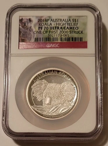 Australia 2014 P 1 oz Silver Dollar Koala HR Proof PF70 UC NGC One of First 2000