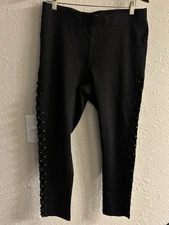 New Sz14 ShineStar Embellished Peep Hole Side elastic waist stretch pants#633*15