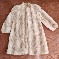 Vintage Sasson Faux Mink Fur Coat Junior Sz 5 Cream White USA Made Luxury Winter