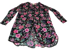 Victorias Secret Women s Pj Sleep Long Shirt Floral Button Sz Medium Large Vtg