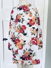 GB Gianni Bini Sweatshirt Sweater Floral Dress Women’s XS New White Roses NWT