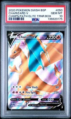 Pokemon Charizard V Champion's Path ETB Full Art Promo SWSH050 PSA 10 Gem Mint