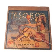 Sunkist Wood Sign Tesoro Brand Bradford Bros Inc Placenta Orange County Calif (A
