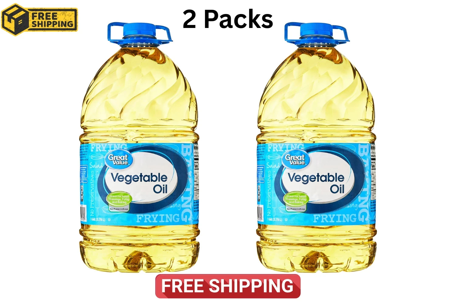 (2 pack )Great Value Vegetable Oil, 1 Gallon choice for all 
