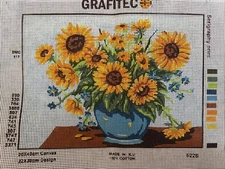 Grafitec  Printed needlepoint canvas 30x40cm  Canvas Only Yellow Flowers
