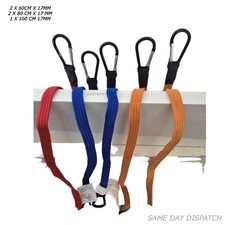 5 PC FLAT STRONG STRETCHED  KARABINA HOOK  BUNGEE CORD STRAP CAR ROOF LUGGAGE