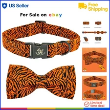 Dog Collar Cotton Tiger Print Fashion Medium Durable Buckle Adjustable