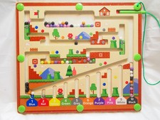 Magnetic Color and Number Maze, Montessori Wooden Toddler Magnet Puzzle Game