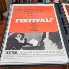 Vintage - 1967 - "Festival" - 27x41 movie poster - Dylan & Baez! Newport Folk!