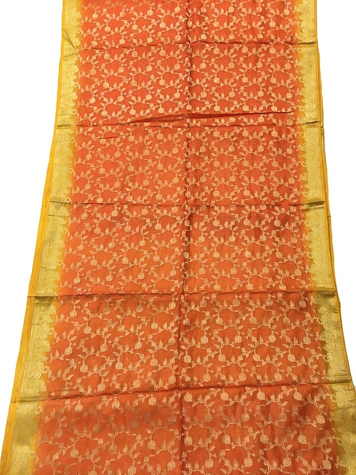 Sari de seda pura Tussar 100 % seda vintage tela india reciclada TSS3125 Foto 2 de 4