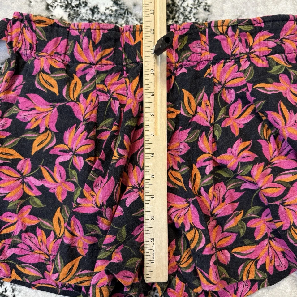 Pantalones Cortos Kensie Jeans Para Mujer Talla L Rosa Floral Multicolor Mezcla de Lino Corbata Cintura Foto 4 de 4