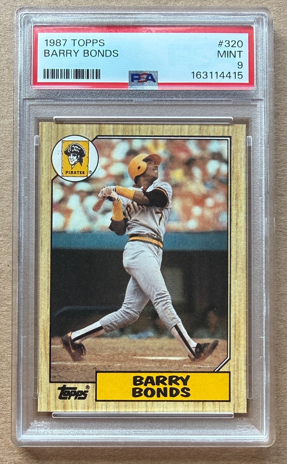 Barry Bonds 1987 Topps Rookie Card #320 PSA 9 MINT Pirates RC