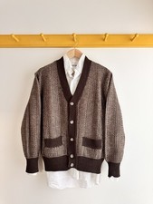 GIVENCHY Paris vintage 70s wool brown and cream v-neck cardigan knit sweater 3 M