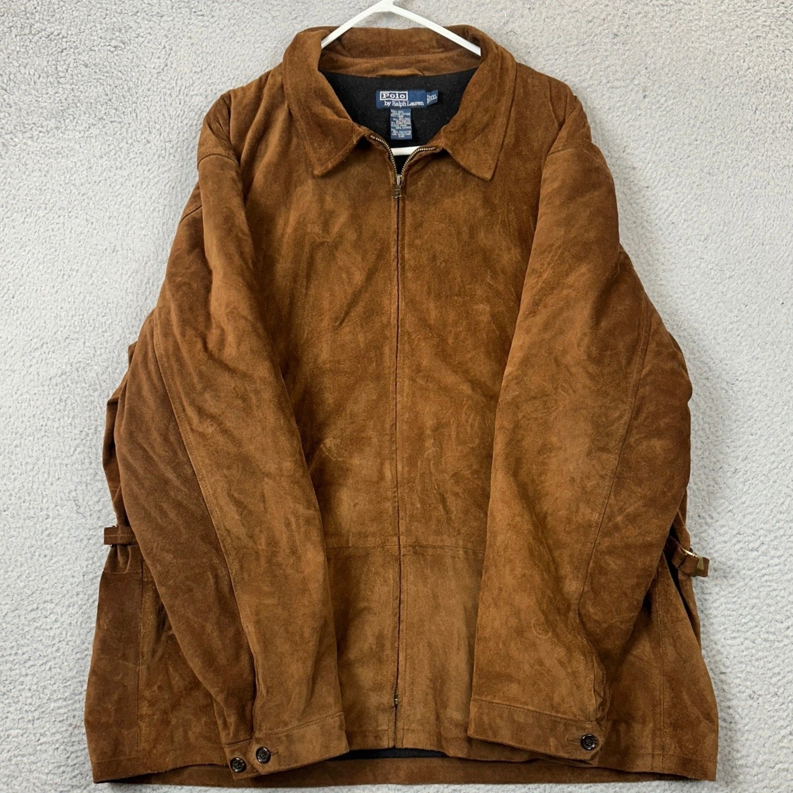 Polo Ralph Lauren Jacket Mens 2XL Suede Leather Brown Full Zip Long Sleeve EUC - product detail image 1