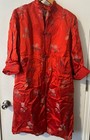VINTAGE 1960s 70s Peony Shanghai China  Red Satin Kimono Robe Midi Size 42 Lined — photo 1