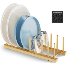 Mukylar Bamboo Dish Drying Rack for Kitchen Organizer-Sturdy Plate Rack Organ...