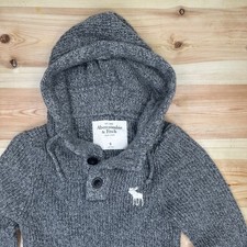 Abercrombie Fitch Sweater Small Gray Hoodie Heritage Moose Preppy Chunky Y2K