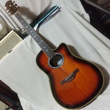 Buskers Elektro-Akustikgitarre Sunburst Cutaway Fender Logo getestet, gebrauc...