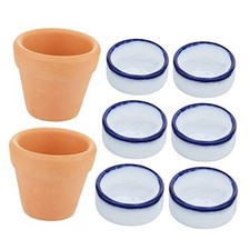 2 Pcs Spider Ceramic Small Hideout Shelter, with 6 Pcs Micro Water Bowl for