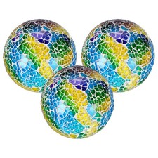 3 Pcs 3.1 in Glass Decorative Balls for Bowls, Mosaic Glass Ball, Colorful