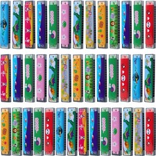40 Pack Kids Harmonica Toy Bulk 16 Holes Cartoon Harmonica Musical Instrument...