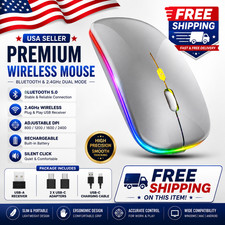 Wireless Mouse Rechargeable Bluetooth 2.4GHz USB-C Receiver for Laptop Computer