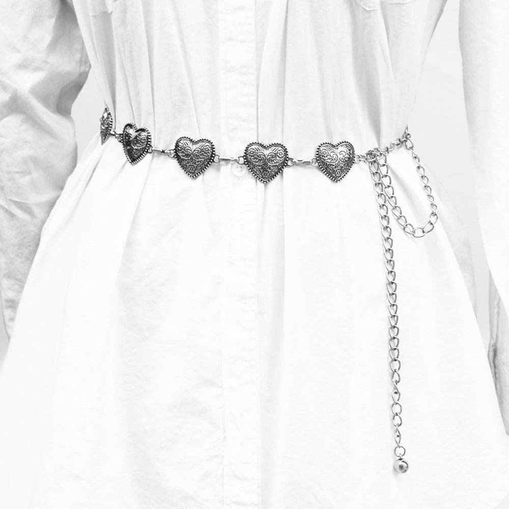 Chain Belt Silver Textured Belts for Women for sale | eBay display picture 2