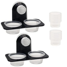 Double Crested Gecko Feeding Ledge with 20 Pcs 0.5oz Bowls, Detachable Suctio...