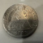 1891 10C SEATED LIBERTY DIME US SILVER COIN NICE VINTAGE CONDITION 137 YEARS OLD