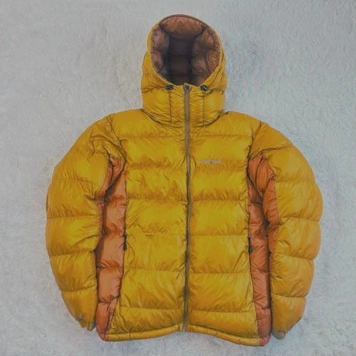 Montbell Alpine Down Parka 1101407 Men's L 800 Fill Power Orange Gold Jacket video thumbnail
