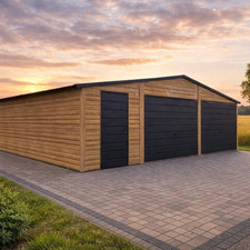 Doppelgarage 8x6 m Blechgarage Fertiggarage Holzoptik Lieferung & Montage inkl.