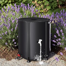 Collapsible Rain Barrel Water Collection System Portable Storage Tank 200L Black