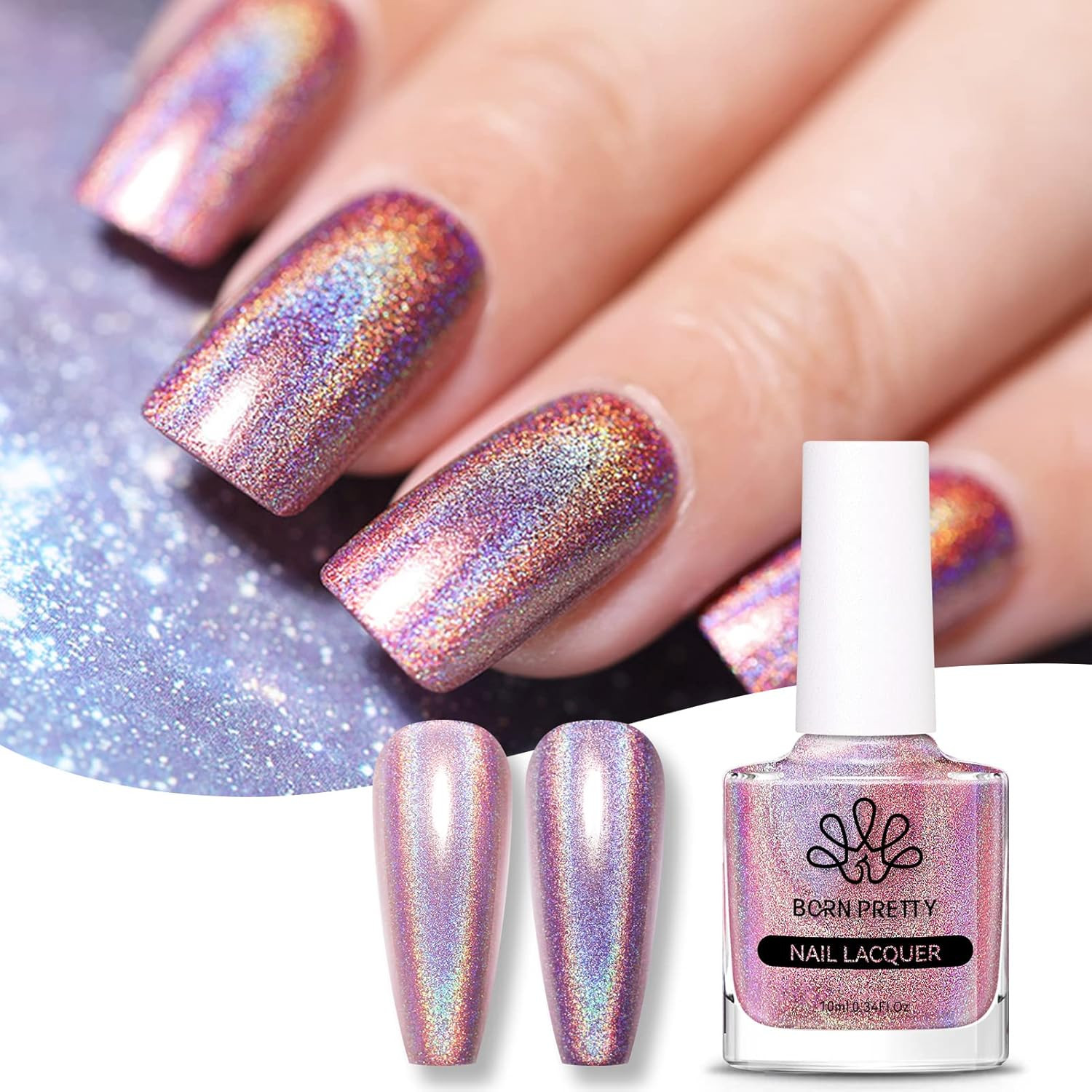 Holographic Nail Polish Pink Nail Polish Magic Rainbow Effect Nail Varnish Lacqu