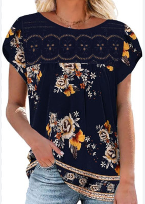 NEW Etcyy New Women's Short Sleeve Loose Comfy Tunic Top Size Medium