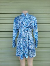 ZARA WOMAN PRINTED SHIRT DRESS BLUE MULTICOLORED  2692/118 SIZE XS #B1121B