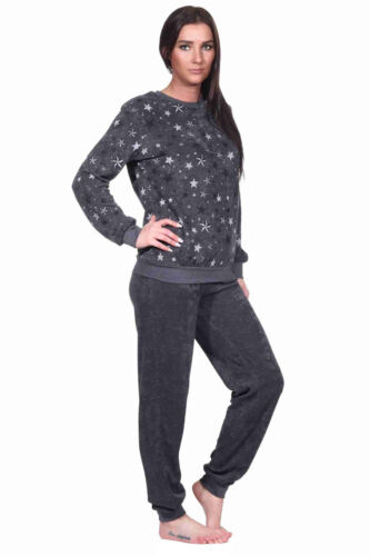 Pyjama femme éponge à col rond, OT : étoile, pantalon universitaire, 68069 - Photo 1/5