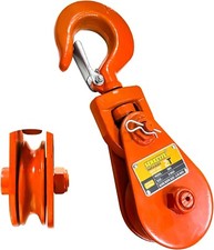 2 Ton Snatch Block with Hook, 3" Sheave for 3/8" Inch Wire Rope, 4400lbsfor Tow