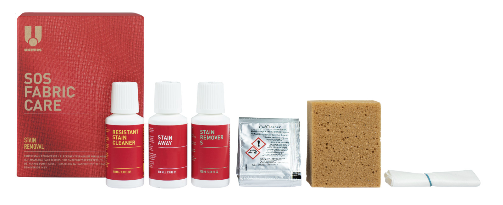 Coffret de détachage professionnel pour textile kit de 5 flacons 500ml expert