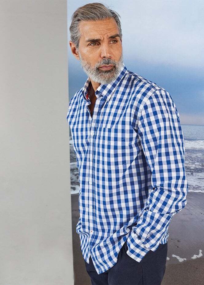 Camicia in cotone a quadretti fila anteriore FR500